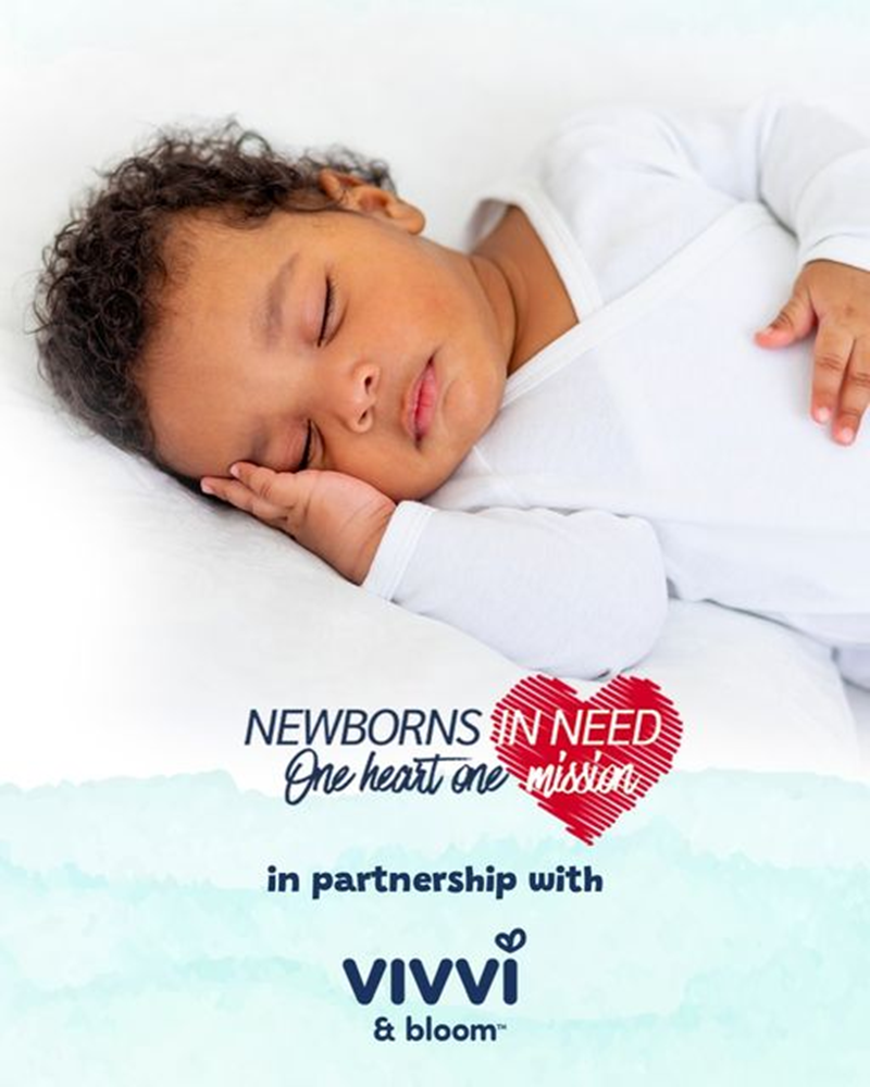image of announcement of NIN and Vivvi & Bloom partnership featuring a sleeping baby